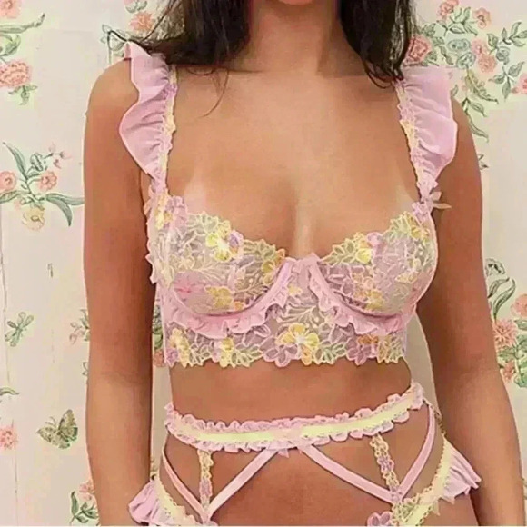 13. NWT For Love & Lemons Sunset Butterfly Ruffle Bustier size XS - Picture 2 of 7